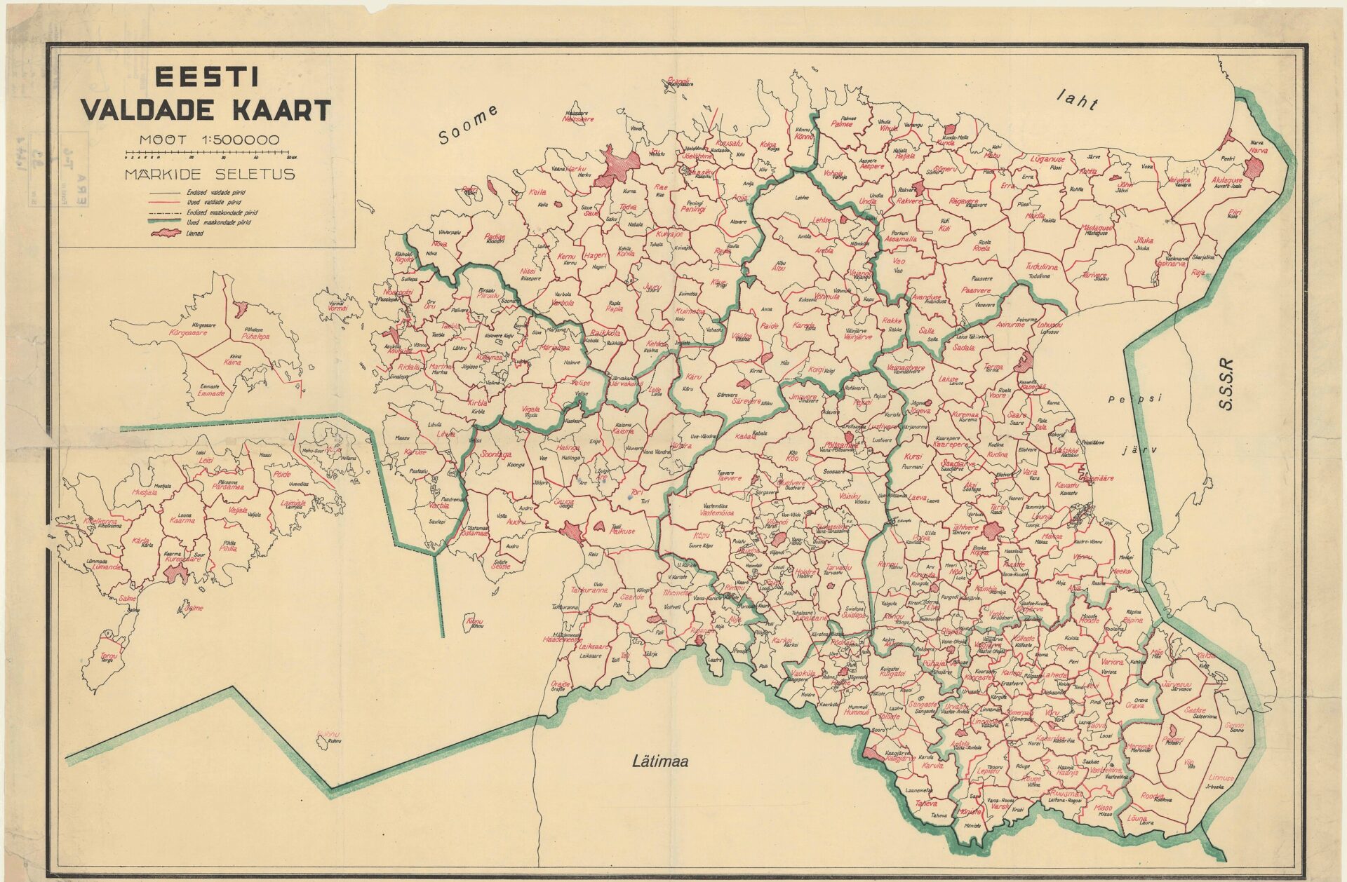 Eesti valdade kaart, 1936